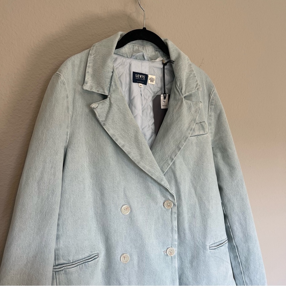 NWT Levi’s made & crafted light wash denim quilted sports coat blazer - Picture 8 of 16